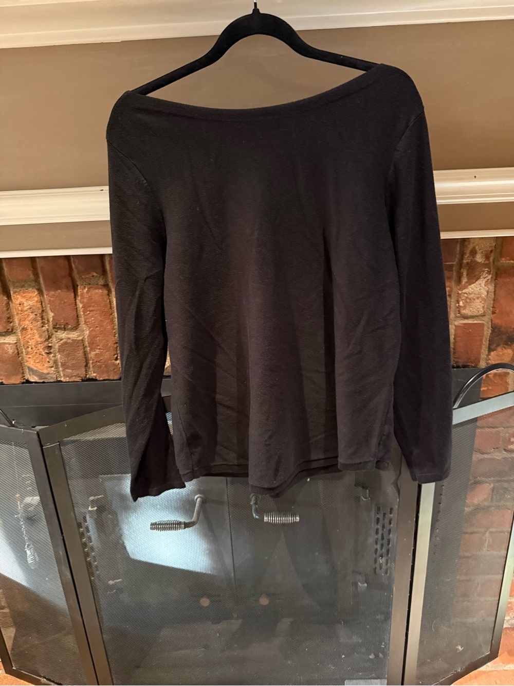 Chico's Black Long Sleeve Boat Neck Knit Top Size 2 / Large 12